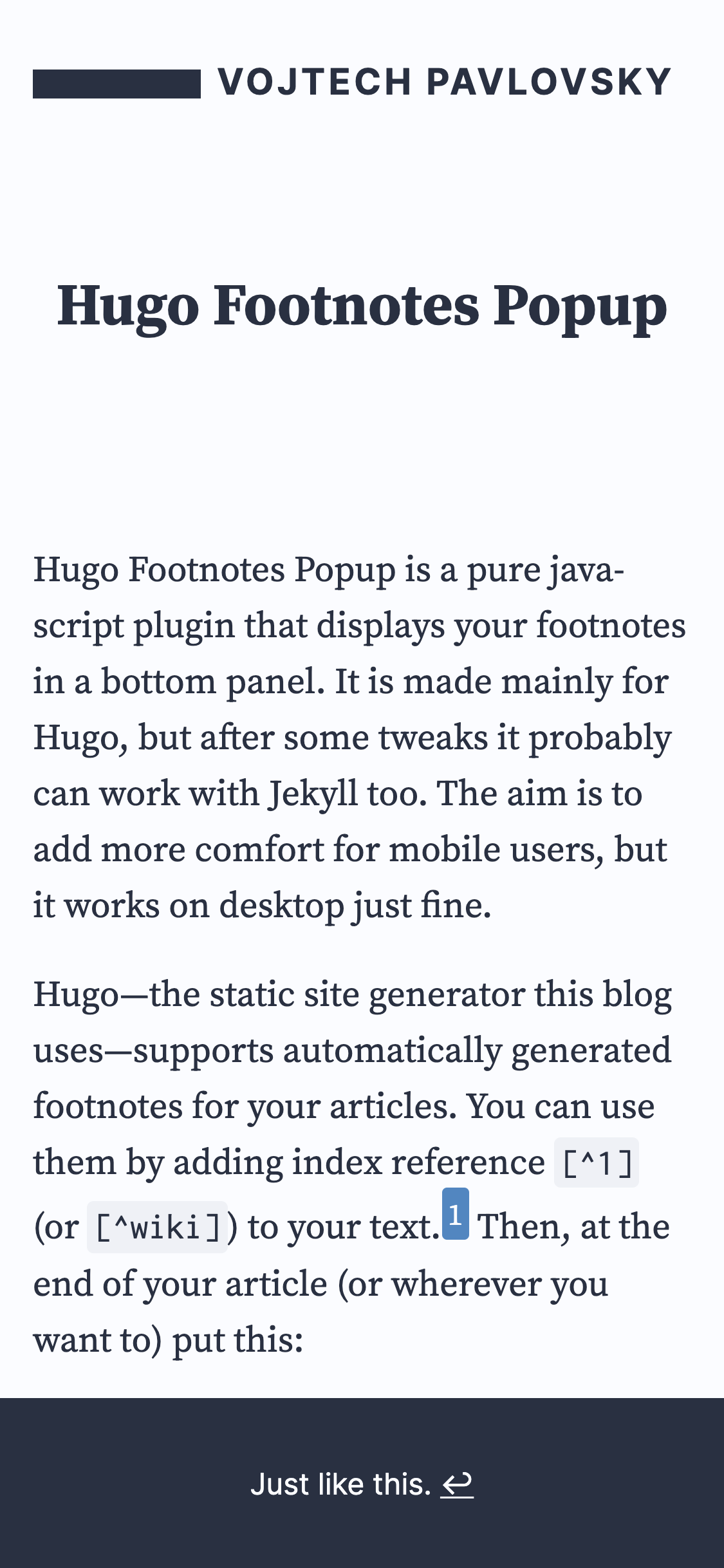 Hugo Footnotes Popup on mobile